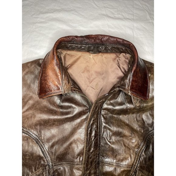 Vintage Cordova Brown Leather Motorcycle Bomber Jacket L - XL See Measurements - Picture 2 of 16